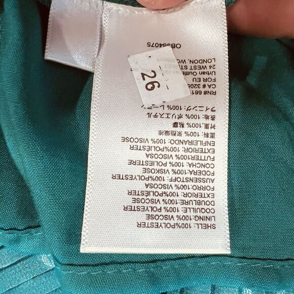 Maeve By Anthropologie Dress Size 2 Green Swiss Dot Long Sleeve Pleated New - Picture 10 of 12